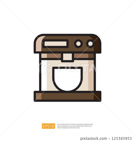 Stylish Coffee Maker Icon in Minimalist Design Representing Modern Kitchen Appliance for Brewing Fresh Coffee at Home or Cafe With a Friendly Appeal 125383953