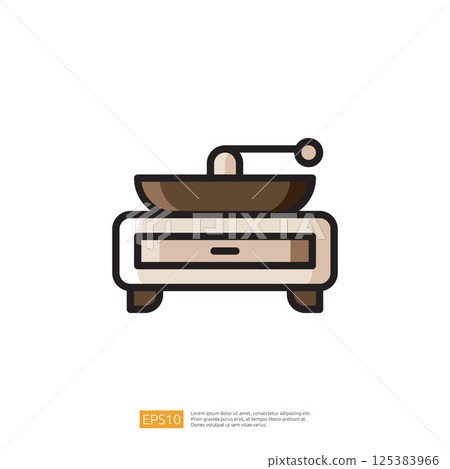 Vintage Coffee Grinder Icon as a Symbol of Brewing Equipment and Kitchen Accessories for Coffee Culture and Artisan Coffee Experience 125383966