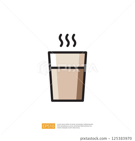 Stylized Icon of a Steaming Coffee Cup Illustrating a Hot Beverage for Enjoyment in a Cozy Morning Setting 125383970