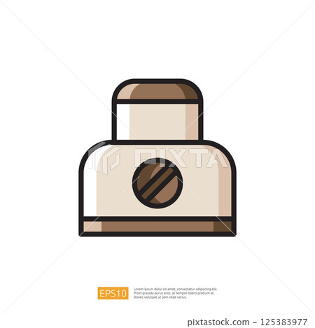 Coffee Icon Design Featuring a Sleek and Modern Mug with Cream and Brown Colors Set Against a Clean White Background for Stylish Beverage Representations Coffee Icon Design Featuring a Sleek and Modern Mug with Cream and Brown Colors Set Against a Clean White Background for Stylish Beverage Representations 125383977