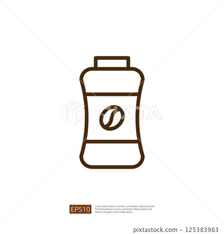 Coffee Container Line Icon Featuring Simplistic Design and Minimalistic Aesthetic with Brown Outline Depicting a Coffee Bean Concept Coffee Container Line Icon Featuring Simplistic Design and Minimalistic Aesthetic with Brown Outline Depicting a Coffee Bean Concept 125383983