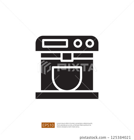 Simple Black and White Coffee Machine Icon Representing Brewing Equipment for Caffeine Lovers in Minimalist Kitchen Design 125384021