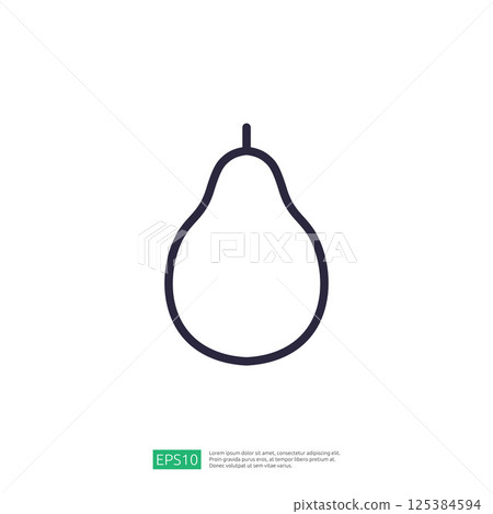 Line Icon of a Pear on a Minimalistic Background with Natural Colors and Simple Shape Illustration for Design Purposes or Use Cases Such as Print Materials, Labels, or Cards. An 125384594
