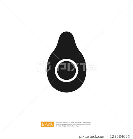 Simple Avocado Silhouette Icon On White Background With Smooth Lines 125384635