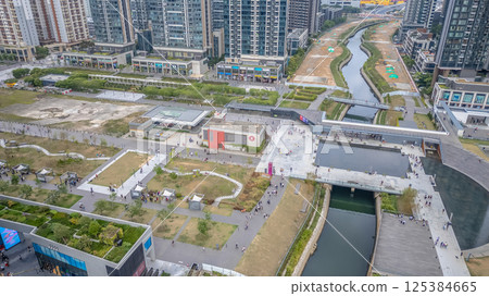 April 19 2025 Scenic view of Kai Tak River Bridge in Hong Kong 125384665