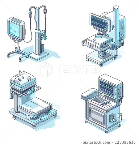 Medical device setup side-by-side illustration 125385633