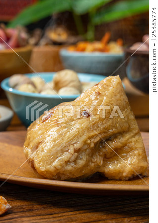 Zongzi, Zong leaves, glutinous rice, fillings, Chinese culture, Taiwan, China Zongzi, Zong leaves, glutinous rice, fillings, Chinese culture, Taiwan, China 125385773