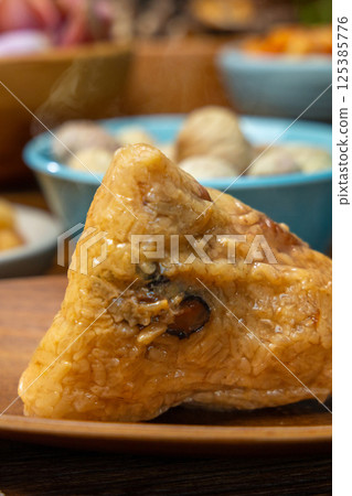Zongzi, Zong leaves, glutinous rice, fillings, Chinese culture, Taiwan, China Zongzi, Zong leaves, glutinous rice, fillings, Chinese culture, Taiwan, China 125385776