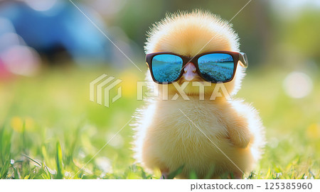 baby poultry wearing sunglasses blue scene baby poultry wearing sunglasses blue scene 125385960