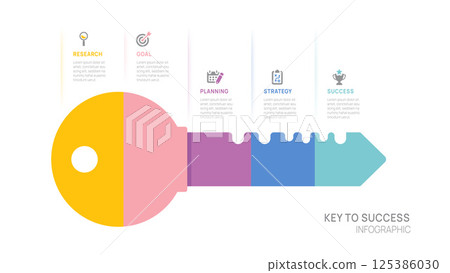 infographic key success achievement grow template for business. growth or progress to achieve target goal 5 step vector. 125386030