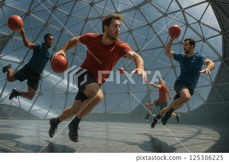 Zero Gravity Dodgeball in Geodesic Arena Zero Gravity Dodgeball in Geodesic Arena 125386225