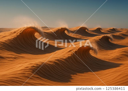 Wind Swept Desert Waves Shaped Like Ocean Wind Swept Desert Waves Shaped Like Ocean 125386411