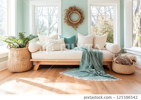 pillow on sofa pillow on sofa 125386542