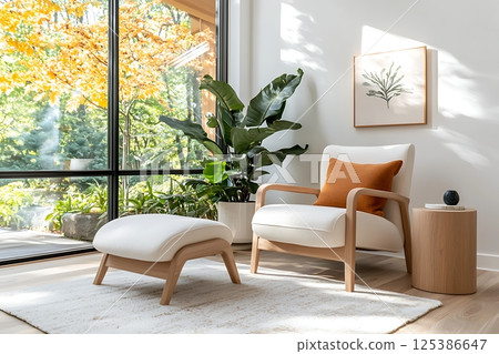 vintage style armchair in a living room 125386647