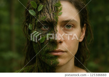 Nature Fusion Human Portrait Nature Fusion Human Portrait 125386660