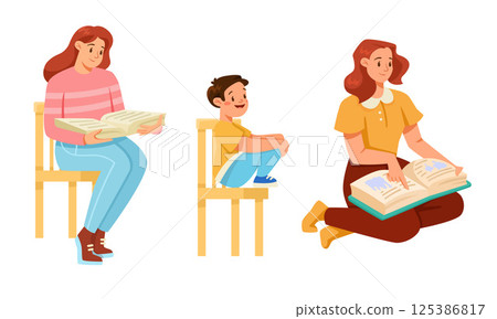 Family Reading Together Cherished Moments of Joy and Learning for Everyone Involved 125386817
