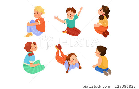 Playful children are happily engaged in a variety of fun activities and creative endeavors 125386823