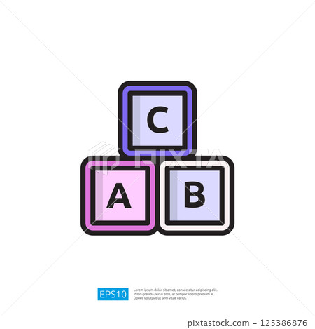 Colorful Building Blocks Playfully Arranged... - Stock Illustration ...