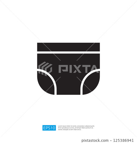 Stylized Baby Diaper Icon With Minimalist Design In Black And White Graphics Illustration for Infants Clothing Accessory Care Needs Illustration Of A Diaper Icon In Modern Design 125386941
