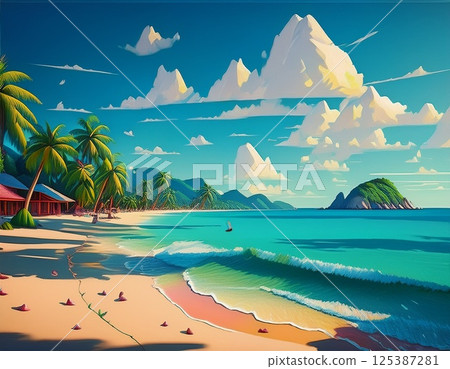 Beach resort illustration Beach resort illustration 125387281