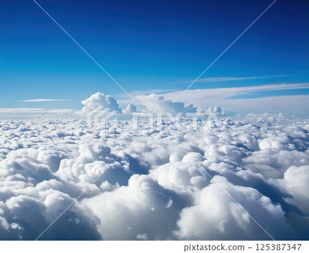 Blue sky and sea of clouds (AI generated image) 125387347