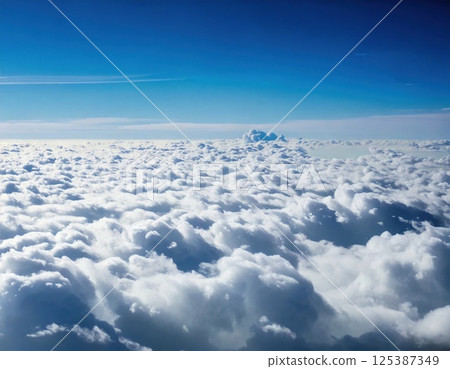 Blue sky and sea of clouds (AI generated image) 125387349