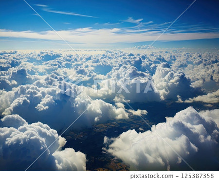 Blue sky and sea of clouds (AI generated image) 125387358