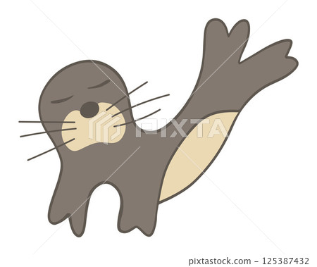 Vector isolated illustration of a cartoon fur seal on a white background. Vector isolated illustration of a cartoon fur seal on a white background. 125387432