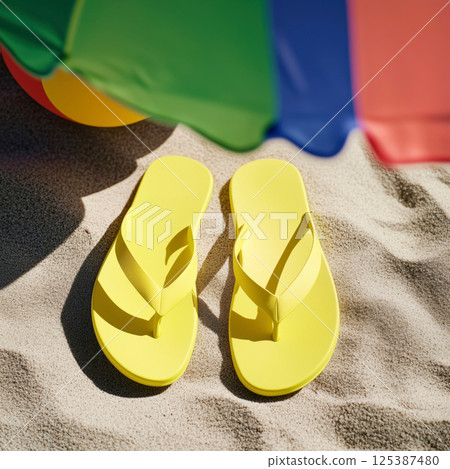 Elegant Mockup of Flip Flops Displayed in a Modern, Versatile Setting Perfect for Branding and Design Projects 125387480