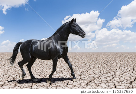 black stallion in nature 125387680
