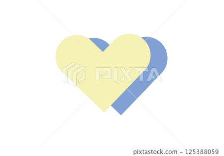 Illustration of a yellow heart with a blue shadow Illustration of a yellow heart with a blue shadow 125388059