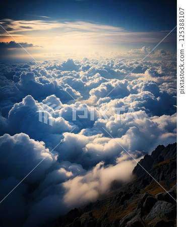 Dramatic sea of clouds before a storm (AI generated image) 125388107