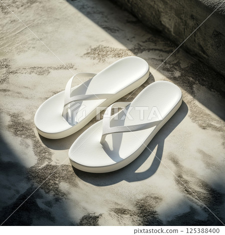Elegant Mockup of Flip Flops Displayed in a Modern, Versatile Setting Perfect for Branding and Design Projects 125388400