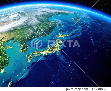 Japan seen from space (AI generated image) 125388610