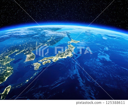 Japan seen from space (AI generated image) 125388611