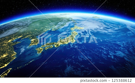 Japan seen from space (AI generated image) 125388612
