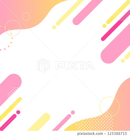Pop geometric pattern background material seamless frame shape wave gradation pink yellow 125388715