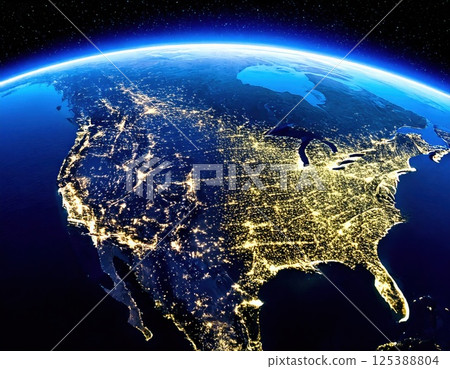 United States seen from space (AI generated image) 125388804
