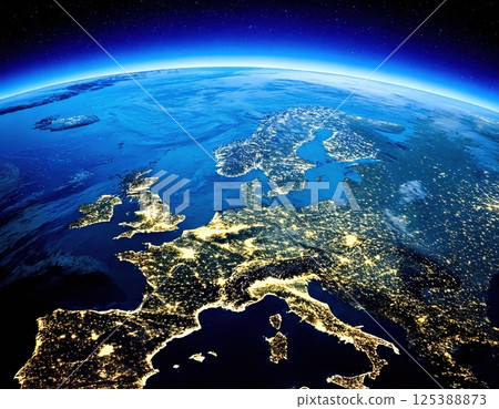 Europe seen from space (AI generated image) 125388873
