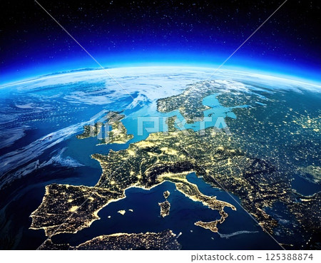 Europe seen from space (AI generated image) 125388874