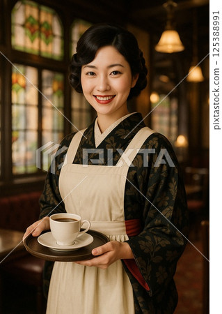 大正時代咖啡廳店員（女傭）2名 125388991
