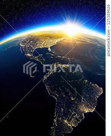 從太空看到的南美洲（人工智慧生成的圖像） 125389026