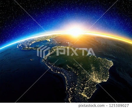 South America seen from space (AI generated image) 125389027