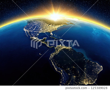 South America seen from space (AI generated image) 125389028