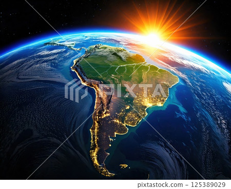South America seen from space (AI generated image) 125389029