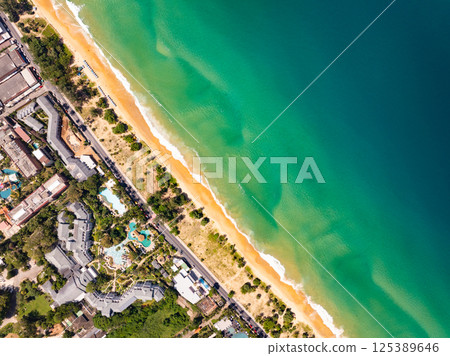 Karon beach in Phuket Thailand nature background,Amazing beach landscape view Karon beach in Phuket Thailand nature background,Amazing beach landscape view 125389646