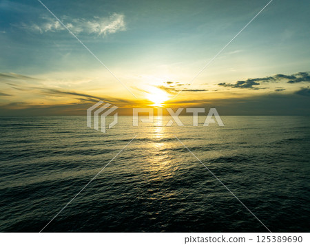 Aerial view beautiful sea surface nature background,Amazing waves texture ocean with clouds 125389690