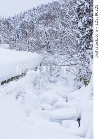 Scenery of Mt. Hyono after heavy snowfall, Wakasa Town, Tottori Prefecture Scenery of Mt. Hyono after heavy snowfall, Wakasa Town, Tottori Prefecture 125390229