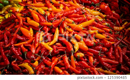 A lot of chili peppers (AI-generated image) 125390485