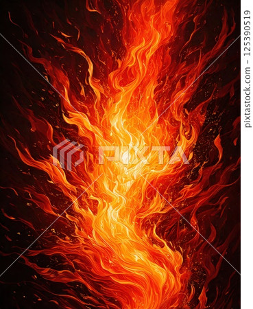 Burning flames (AI generated image) 125390519